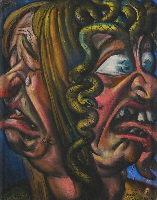 Self-Portrait with Tearful and Angry Face