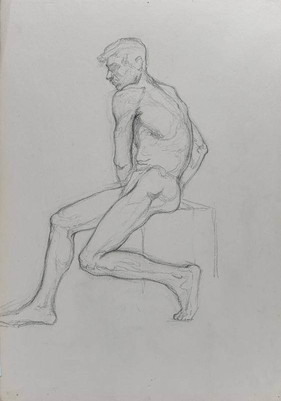 Study VIMale Nude on a Block