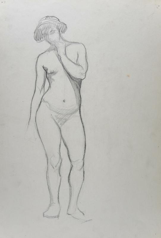 Study XIIIFemale Nude with Fingers on Lips
