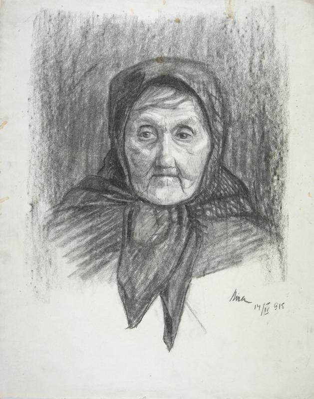 Head of an Old Woman with Headscarf