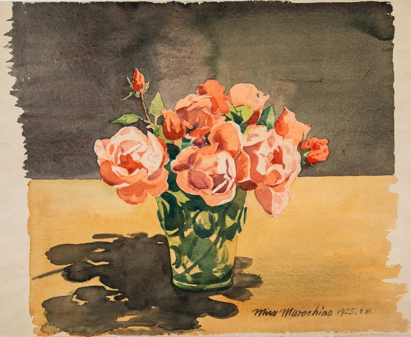 Roses in a Green Vase