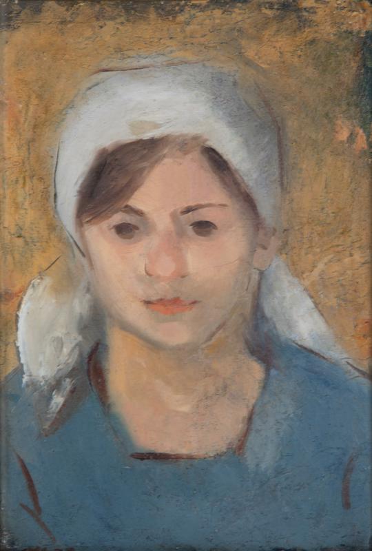 Vineyard Worker with White Headscarf