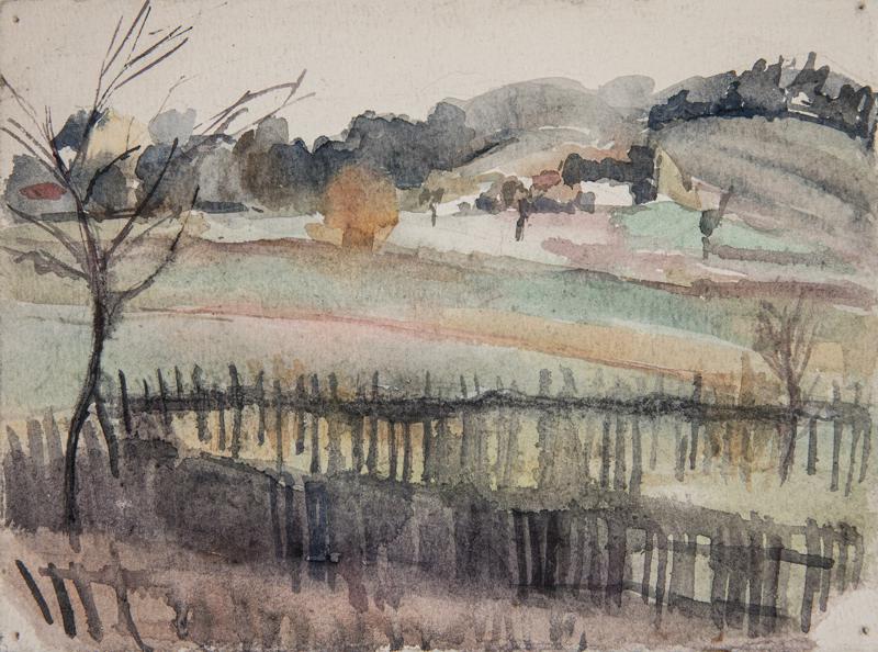 Landscape with Stake Fence