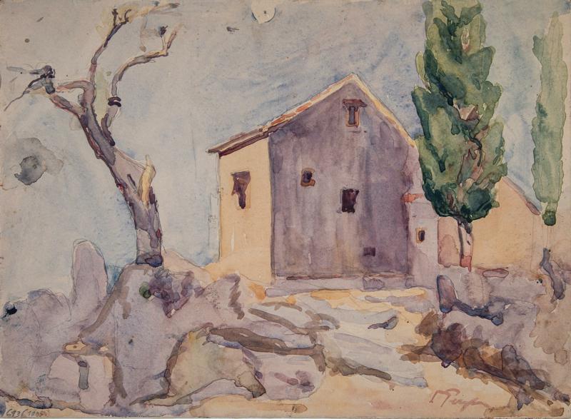 Dry Tree, Houses and Cypresses