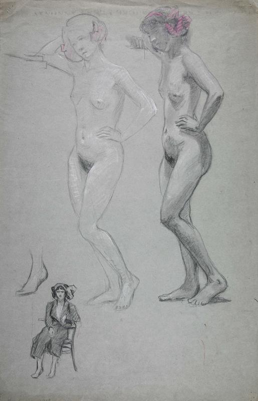 Female Nude with Bow, Woman Sitting, etc.