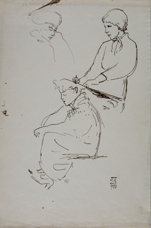 Female Painter and Two Figures
