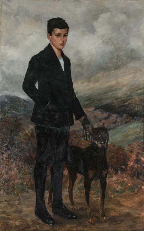 Portrait of Young EhrlichBranko Ehrlich with Doberman