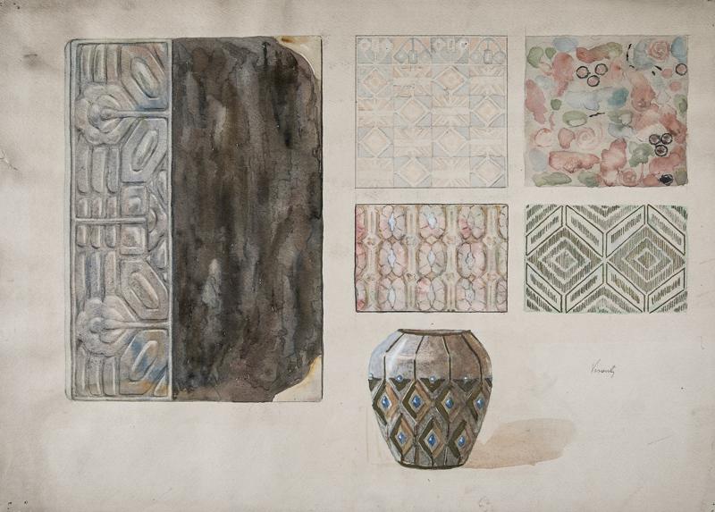 Vase and Five Ornamental Panels